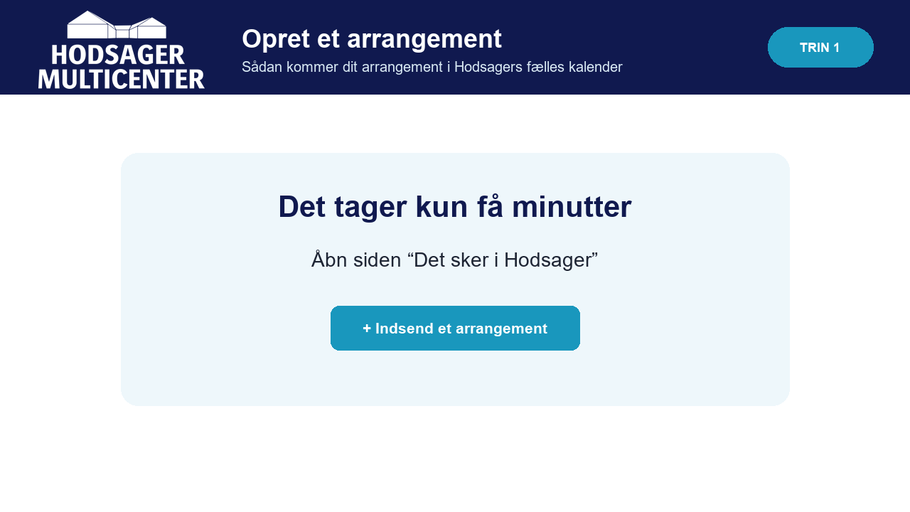 Animeret guide til at oprette et arrangement i Hodsager Kalender